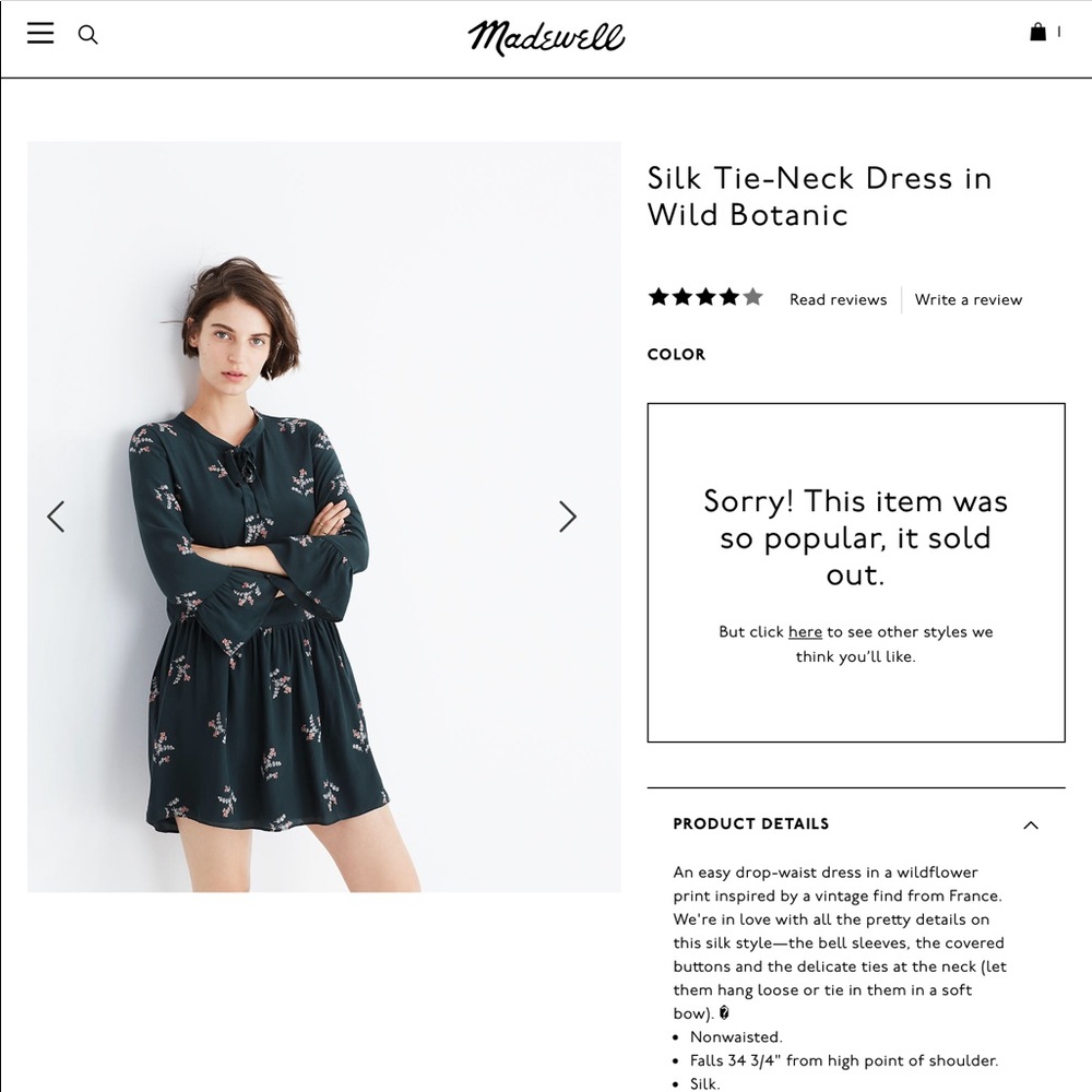 Madewell silk tie neck dress in wild botanic